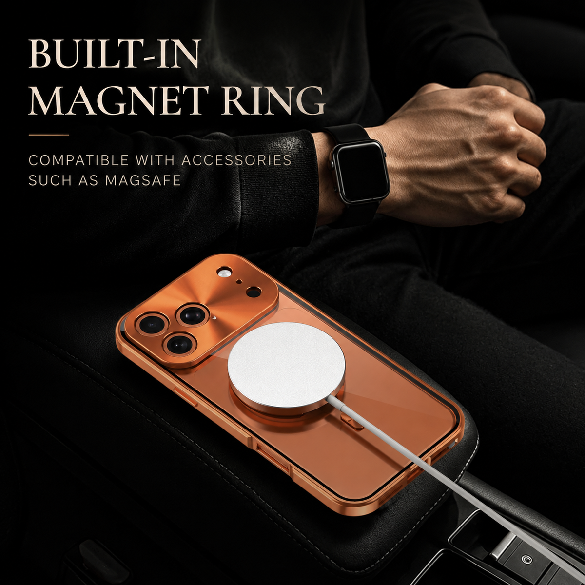 Premium iPhone Case MagSafe Compatible Aluminum Frame Privacy Screen Clear Back Shockproof Protective Cover Camera Lens Guard Anti Scratch Slim Design