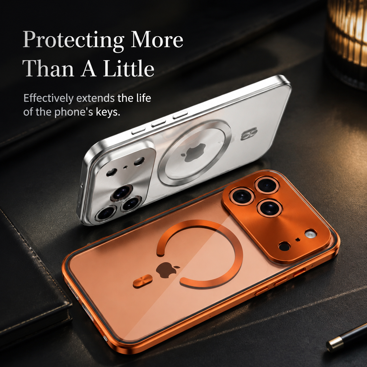 Premium iPhone Case MagSafe Compatible Aluminum Frame Privacy Screen Clear Back Shockproof Protective Cover Camera Lens Guard Anti Scratch Slim Design