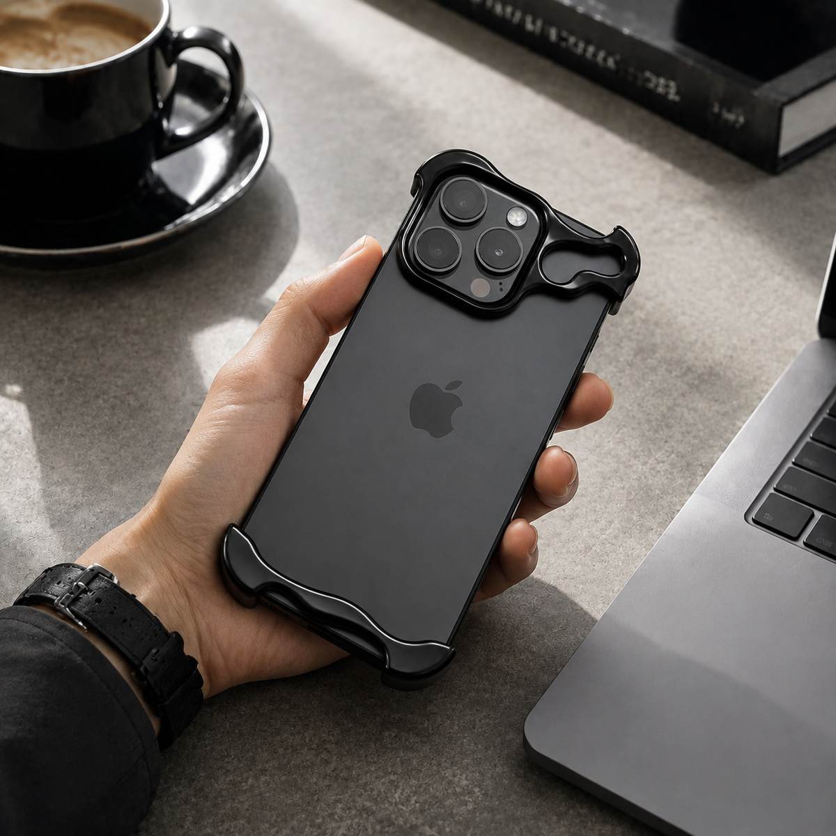 Premium iPhone Case MagSafe Compatible Aluminum Frame Shockproof Ultra Thin Metal Bumper Camera Lens Protection Frameless Matte Lightweight Protection