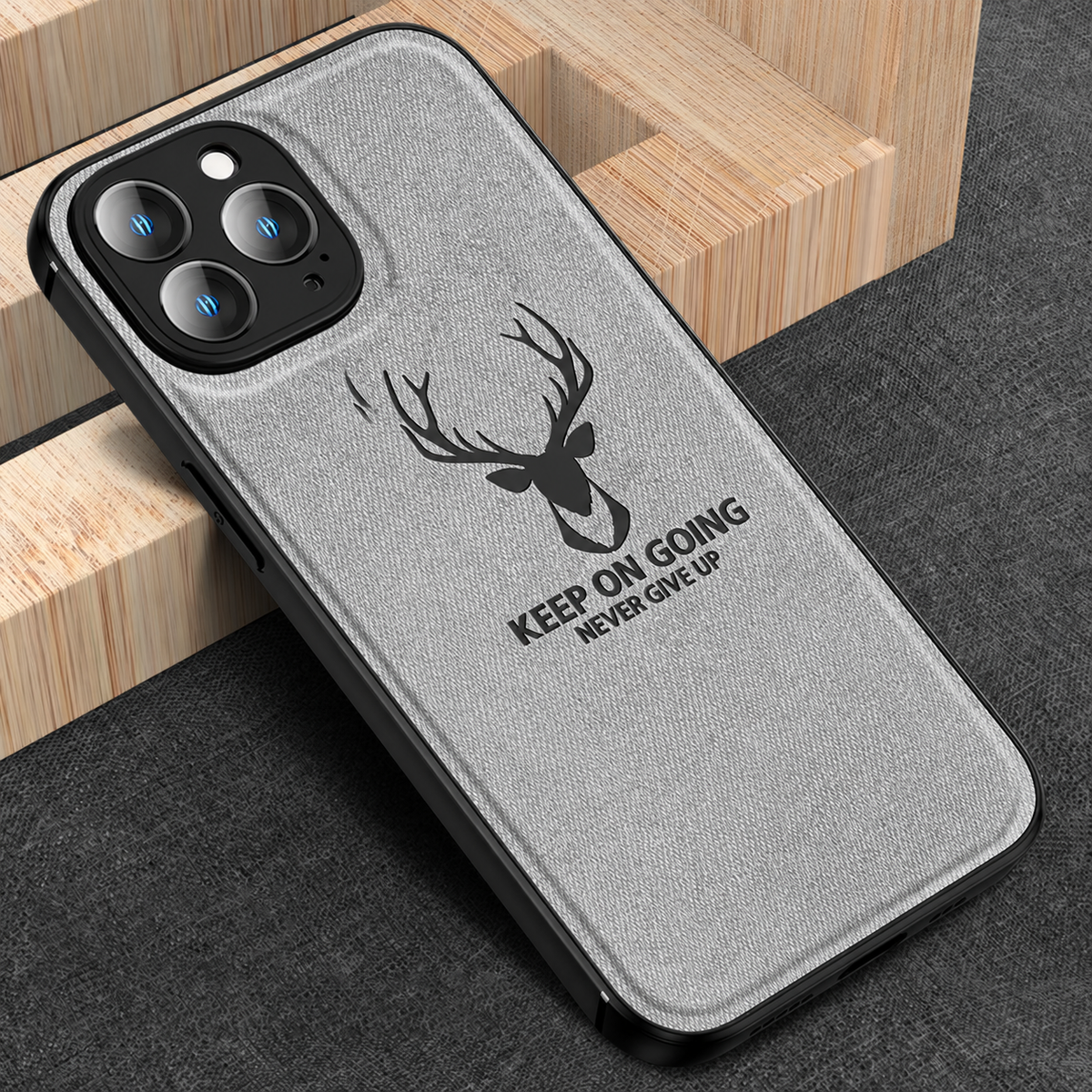 Premium iPhone Case MagSafe Compatible Canvas Deer Pattern Shockproof Protective Cover Bumper Frame Camera Lens Protection Minimal Textured Design Fit