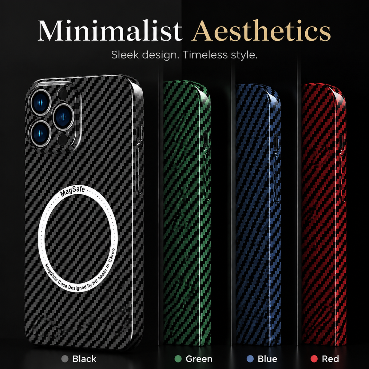 Premium iPhone Case MagSafe Compatible Carbon Fiber Magnetic Shockproof Protective Cover Camera Lens Protection Slim Lightweight Matte Texture Profile