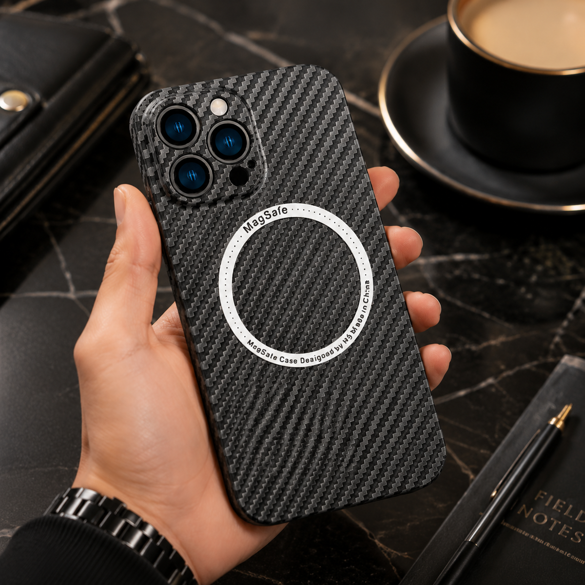 Premium iPhone Case MagSafe Compatible Carbon Fiber Magnetic Shockproof Protective Cover Camera Lens Protection Slim Lightweight Matte Texture Profile