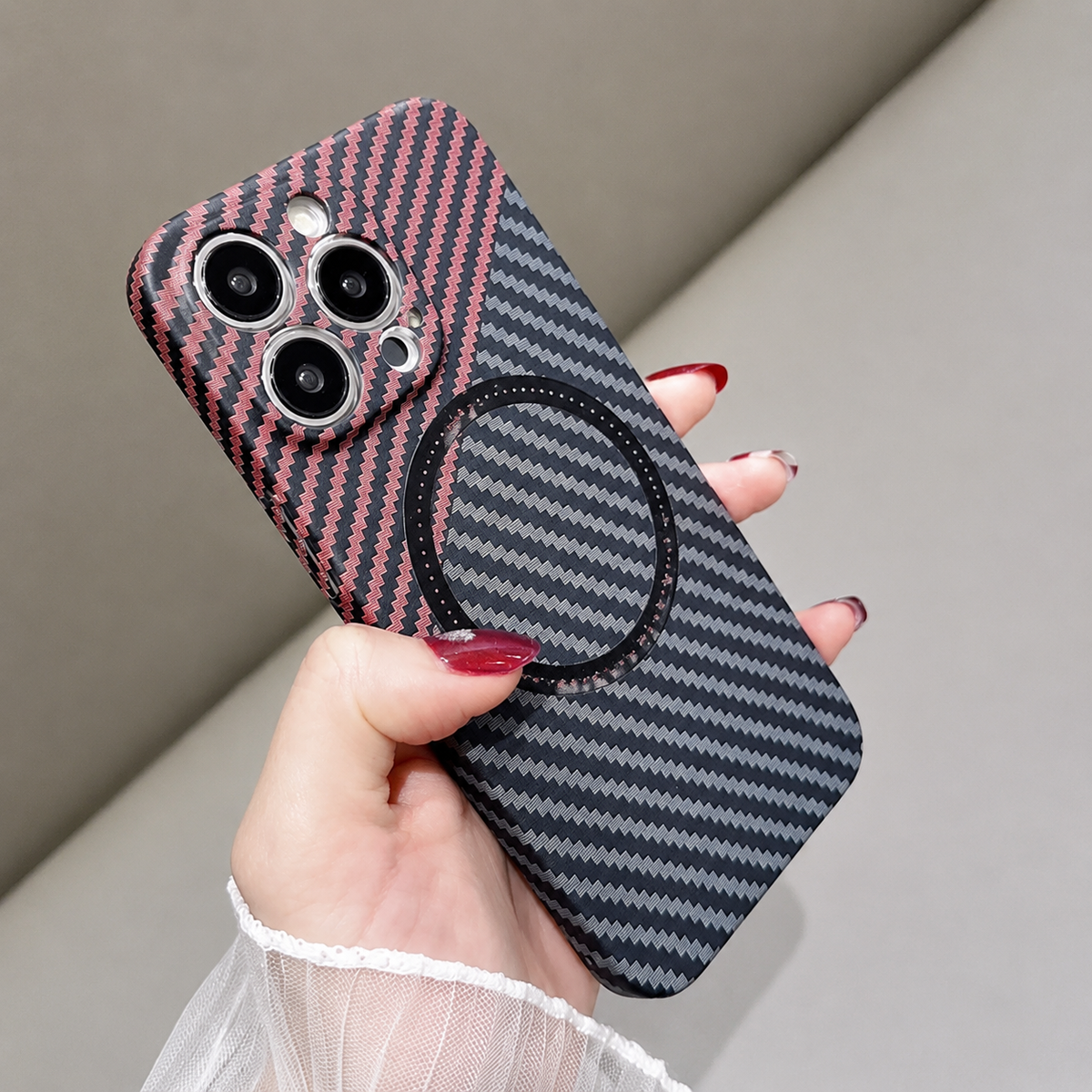 Premium iPhone Case MagSafe Compatible Carbon Fiber Magnetic Shockproof Protective Cover Camera Lens Protection Slim Lightweight Matte Texture Profile