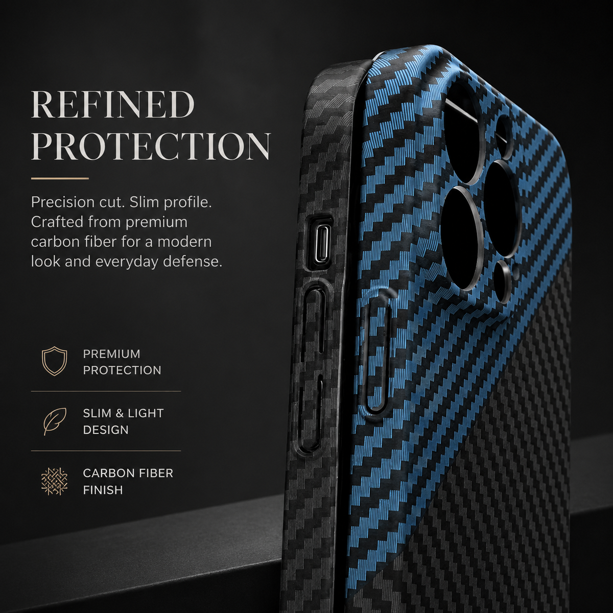 Premium iPhone Case MagSafe Compatible Carbon Fiber Texture Matte Shockproof Hard PC Cover with Camera Lens Protection Ultra-Thin Slim Protective Design