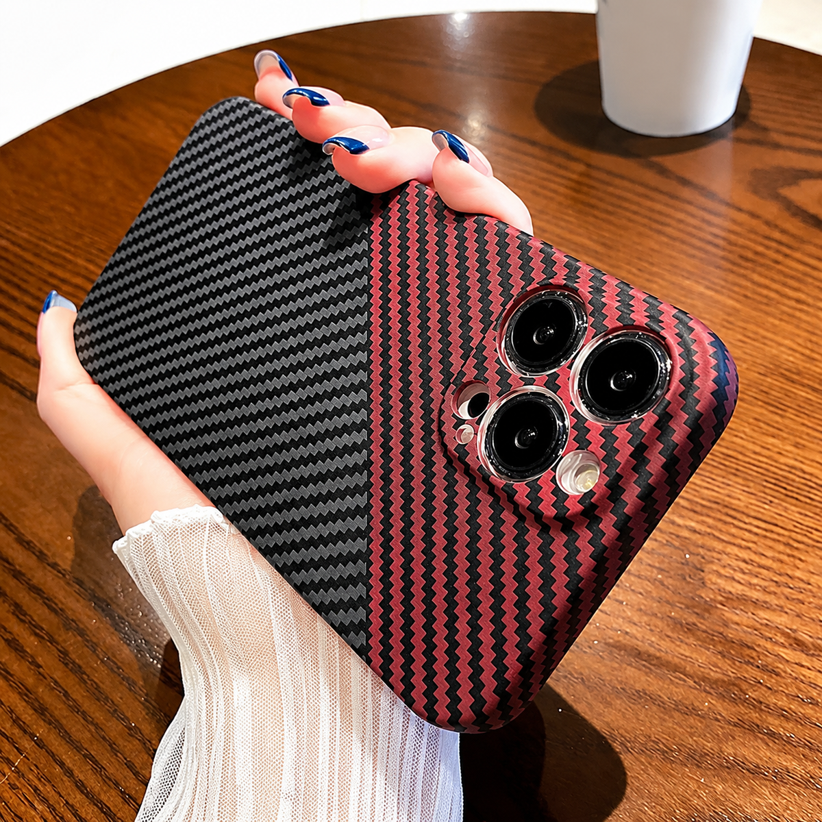 Premium iPhone Case MagSafe Compatible Carbon Fiber Texture Matte Shockproof Hard PC Cover with Camera Lens Protection Ultra-Thin Slim Protective Design