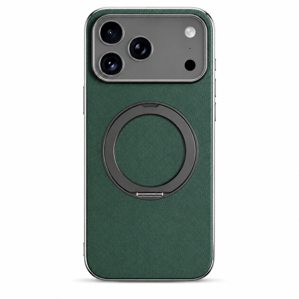 Premium iPhone Case MagSafe Compatible Cowhide Leather 360° Rotating Ring Holder Full Camera Protection Shockproof PC TPU Anti Scratch Slim Cover