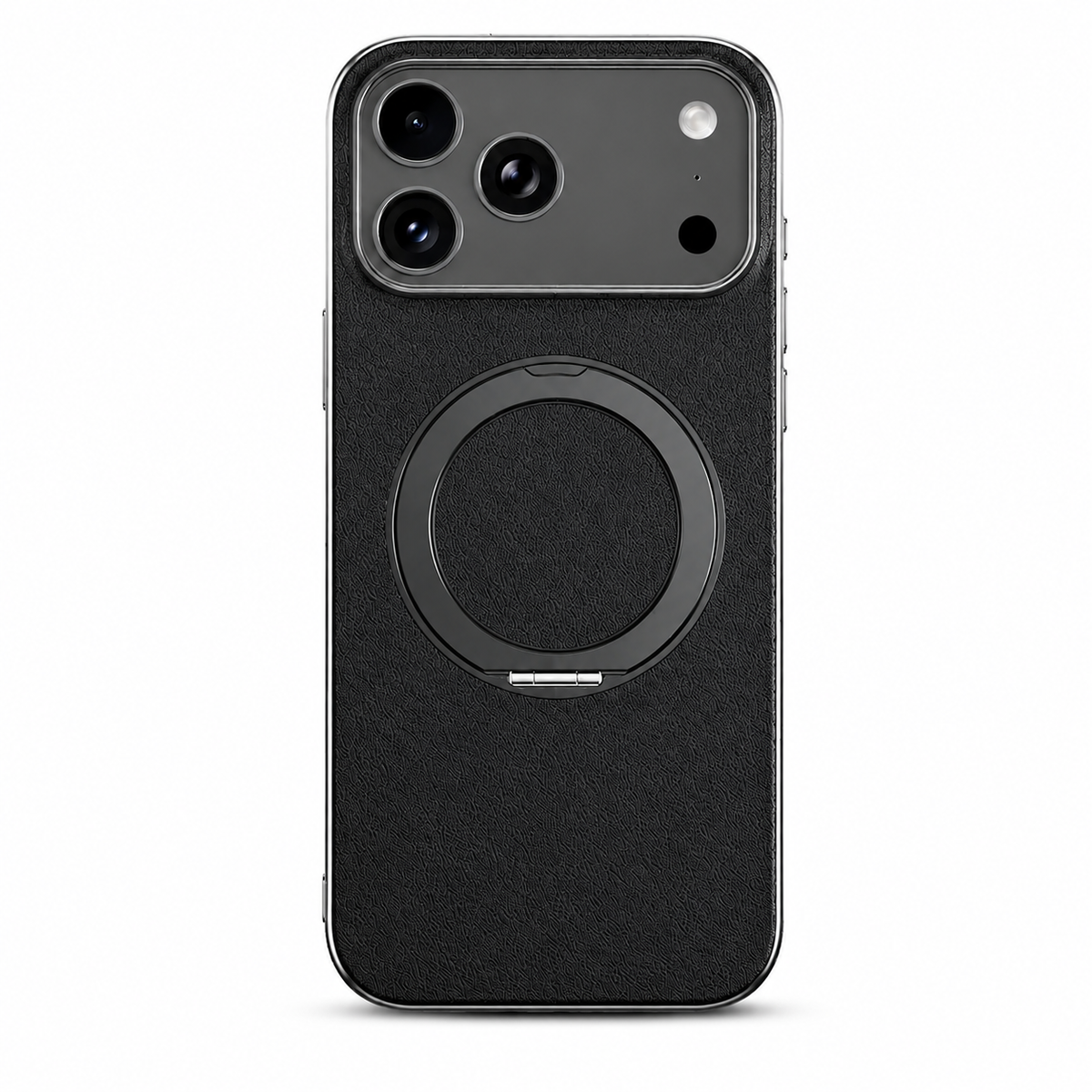 Premium iPhone Case MagSafe Compatible Cowhide Leather 360° Rotating Ring Holder Full Camera Protection Shockproof PC TPU Anti Scratch Slim Cover