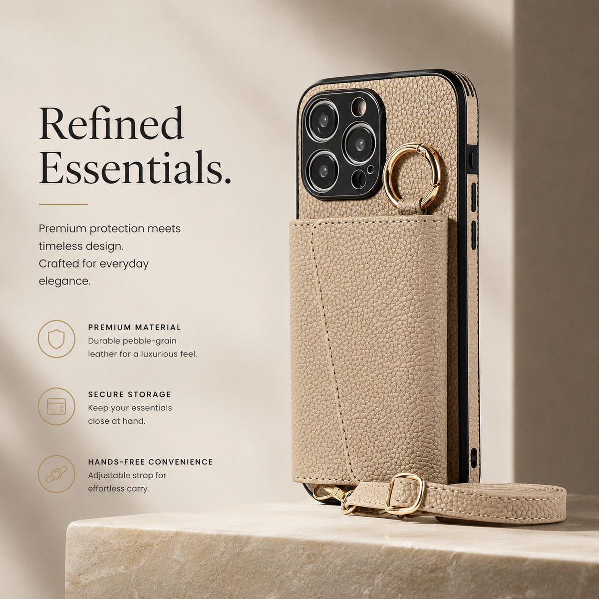 Premium iPhone Case MagSafe Compatible Crossbody Wallet PU Leather Card Holder Ring Stand Strap Shockproof Protective Cover Slim Full Coverage Design