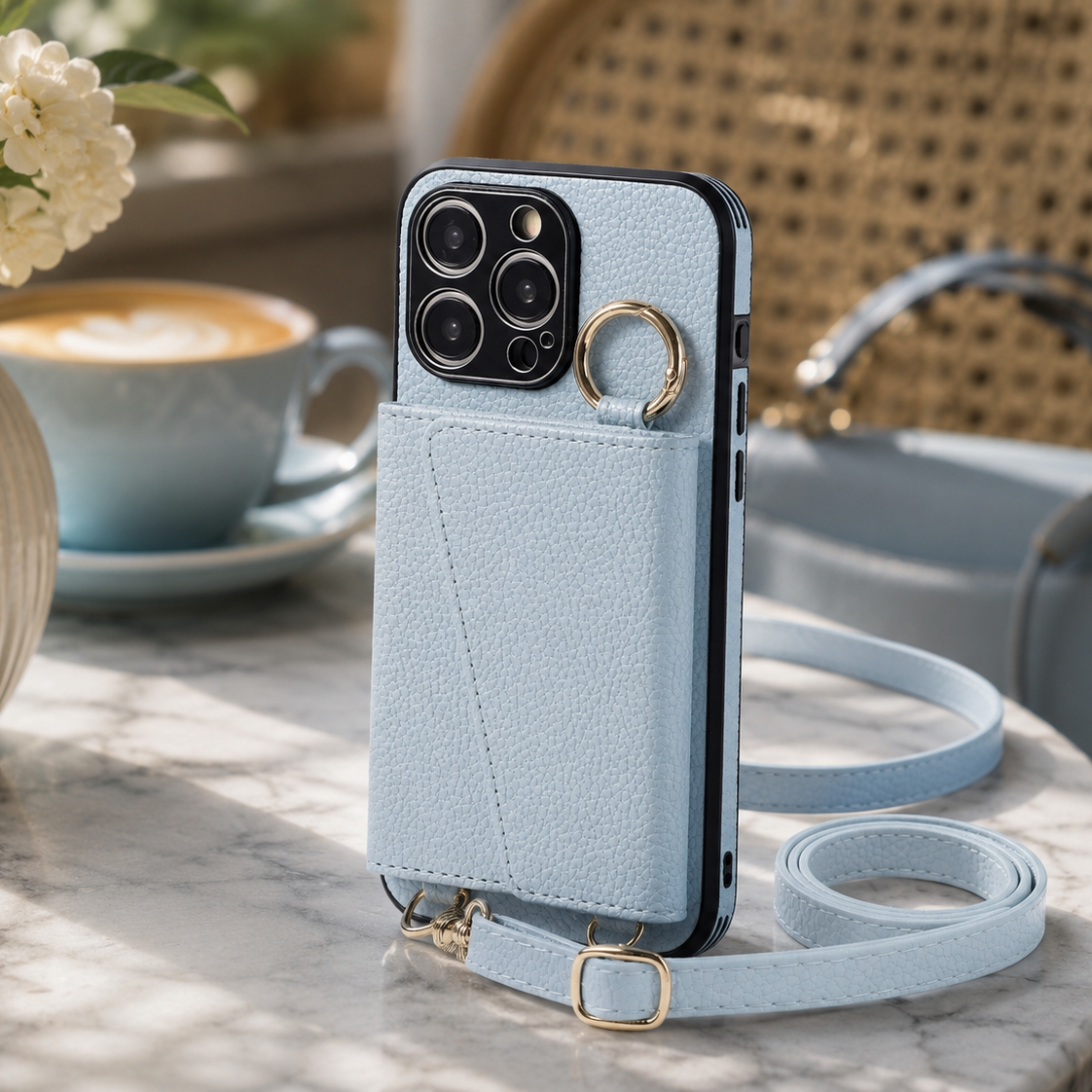 Premium iPhone Case MagSafe Compatible Crossbody Wallet PU Leather Card Holder Ring Stand Strap Shockproof Protective Cover Slim Full Coverage Design