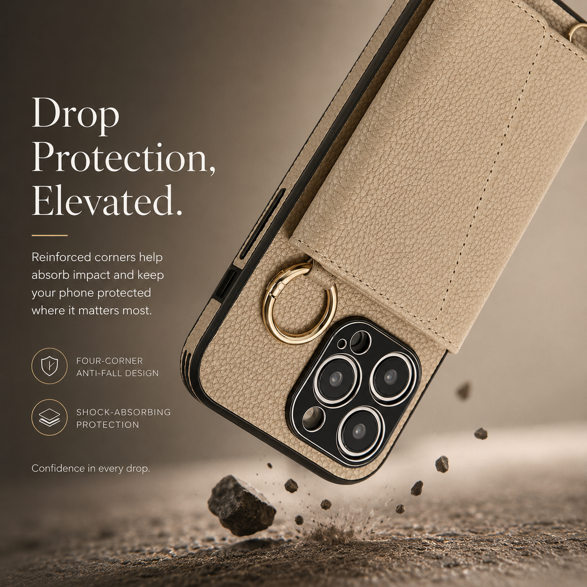 Premium iPhone Case MagSafe Compatible Crossbody Wallet PU Leather Card Holder Ring Stand Strap Shockproof Protective Cover Slim Full Coverage Design
