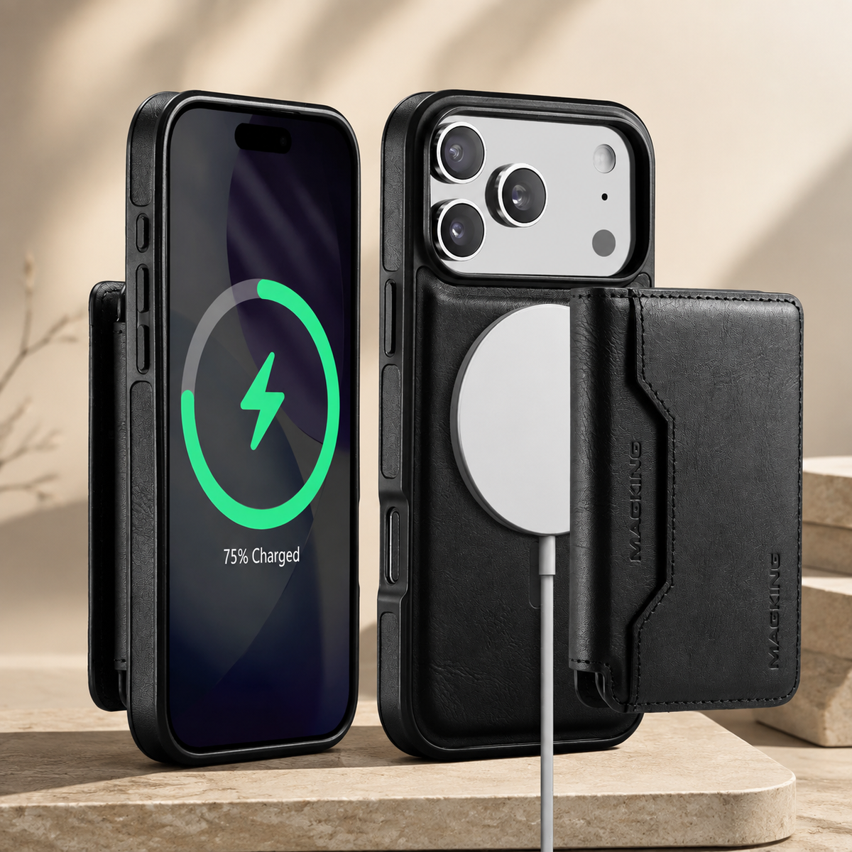 Premium iPhone Case MagSafe Compatible Detachable PU Leather Wallet Card Holder Magnetic Shockproof Anti Scratch Anti-Fingerprint Slim Safe Fit Covers Design