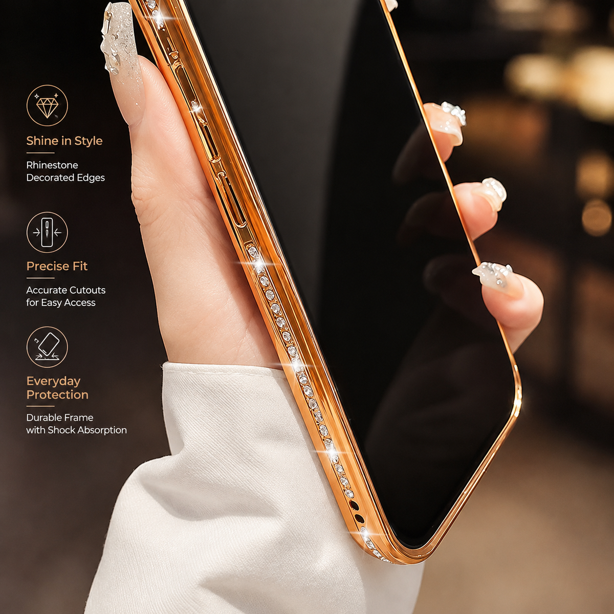 Premium iPhone Case MagSafe Compatible Diamond Mirror Glitter Clear Soft Cover Anti Scratch Anti Fingerprint Non Slip Shock Absorbing Protective Cover