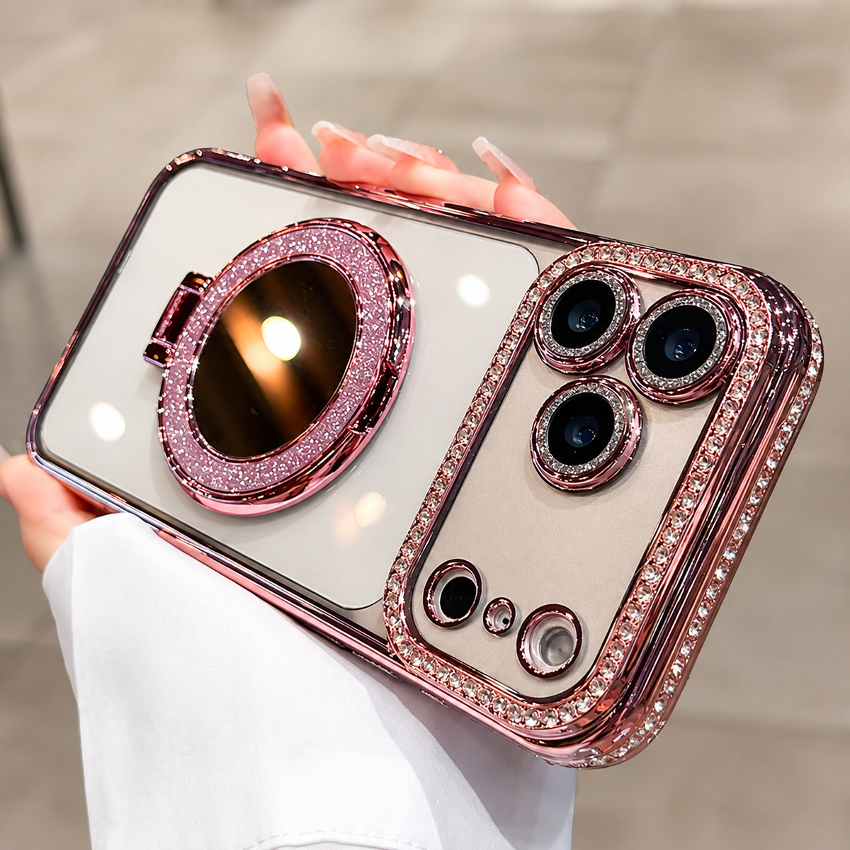 Premium iPhone Case MagSafe Compatible Diamond Mirror Glitter Clear Soft Cover Anti Scratch Anti Fingerprint Non Slip Shock Absorbing Protective Cover