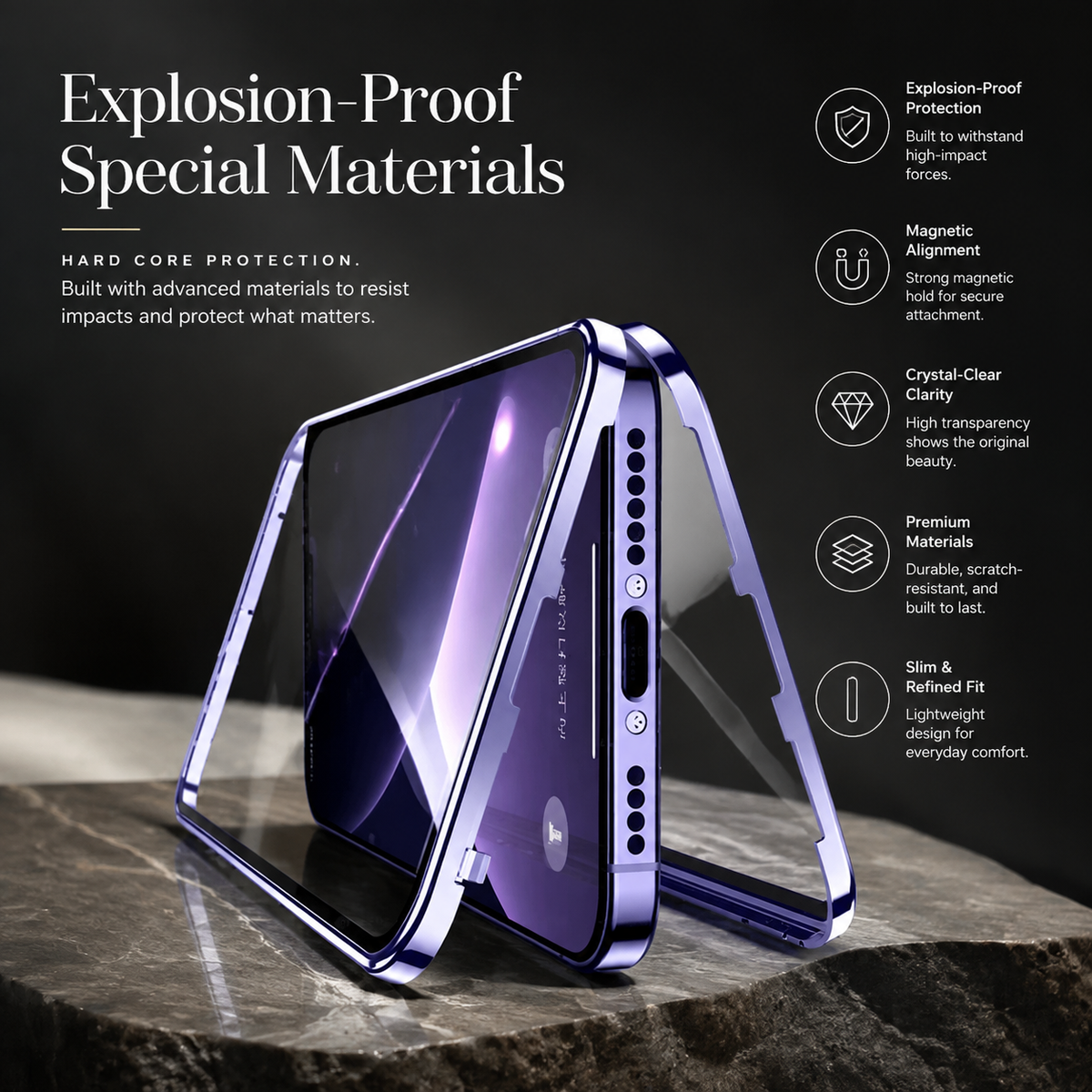 Premium iPhone Case MagSafe Compatible Double-Sided Tempered Glass Metal Frame Shockproof Protective Cover 360 Full Body Magnetic Fit Camera Lens Protection Slim Design