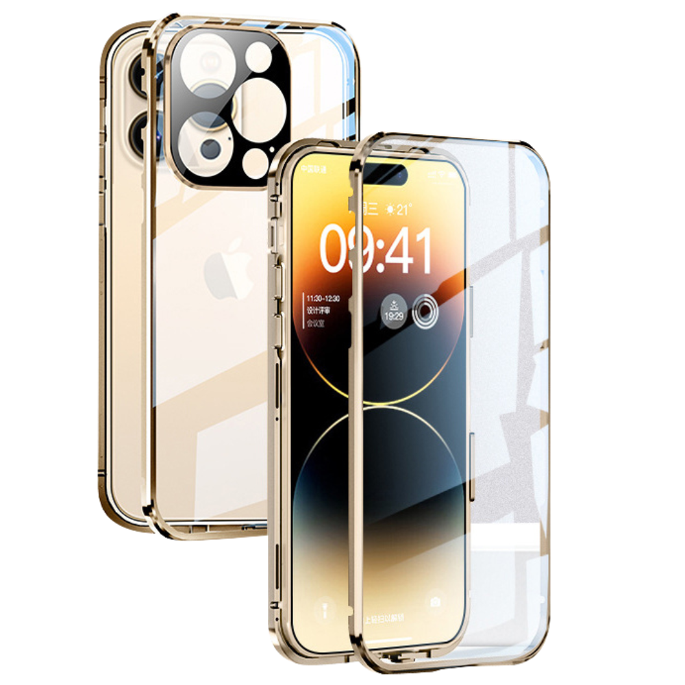 Premium iPhone Case MagSafe Compatible Double-Sided Tempered Glass Metal Frame Shockproof Protective Cover 360 Full Body Magnetic Fit Camera Lens Protection Slim Design
