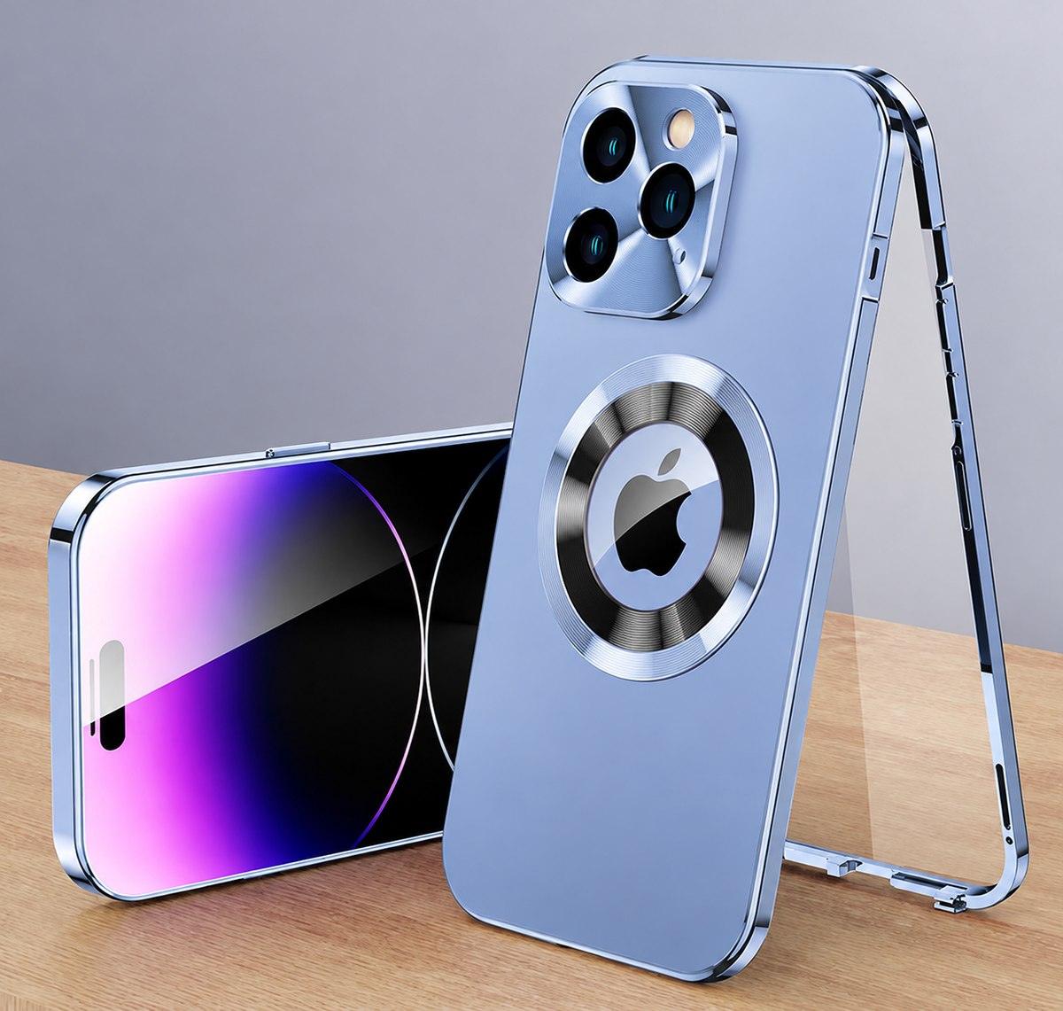 Premium iPhone Case MagSafe Compatible Double-Sided Tempered Glass Privacy Screen Metal Frame Shockproof Protective Cover 360 Full Body Camera Lens Protection Slim Design