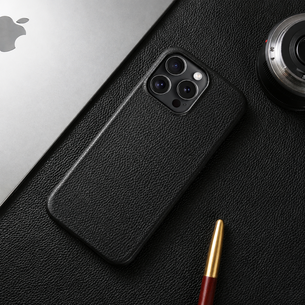 Premium iPhone Case MagSafe Compatible Genuine Leather Shockproof Protective Cover Camera Lens Protection Carry Strap Slim Full Coverage & Secure Grip