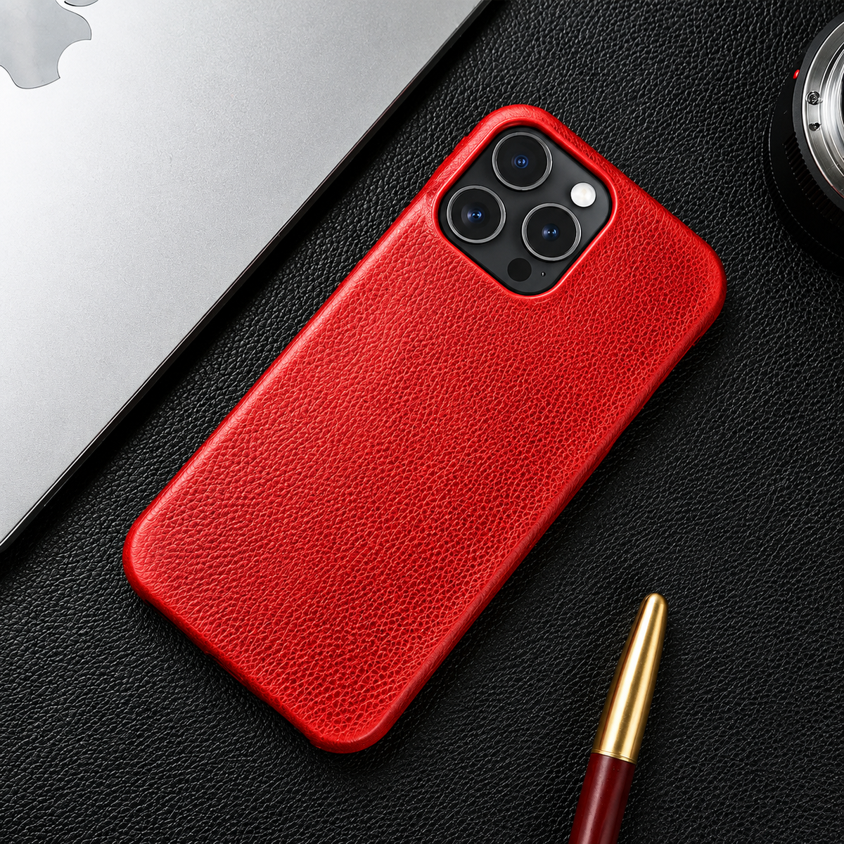 Premium iPhone Case MagSafe Compatible Genuine Leather Shockproof Protective Cover Camera Lens Protection Carry Strap Slim Full Coverage & Secure Grip