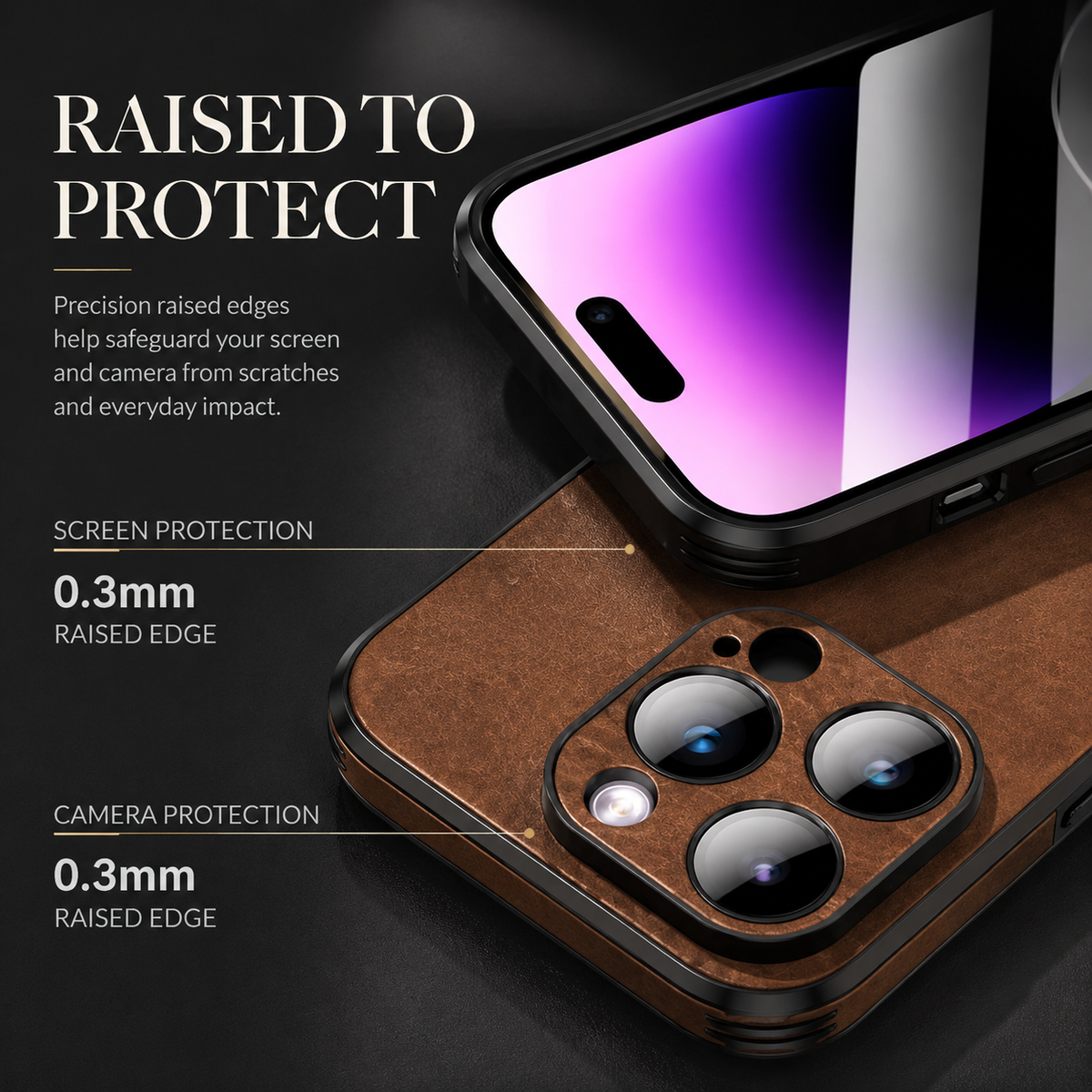 Premium iPhone Case MagSafe Compatible Genuine Leather Shockproof Protective Cover with Camera Lens Protection Slim Lightweight Design