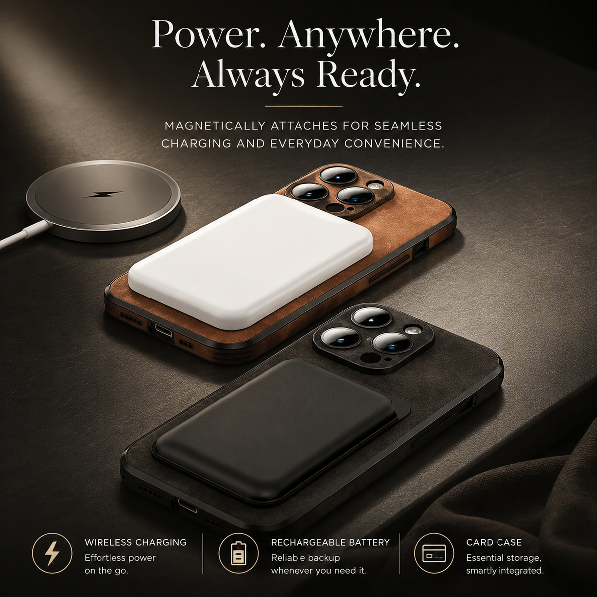Premium iPhone Case MagSafe Compatible Genuine Leather Shockproof Protective Cover with Camera Lens Protection Slim Lightweight Design