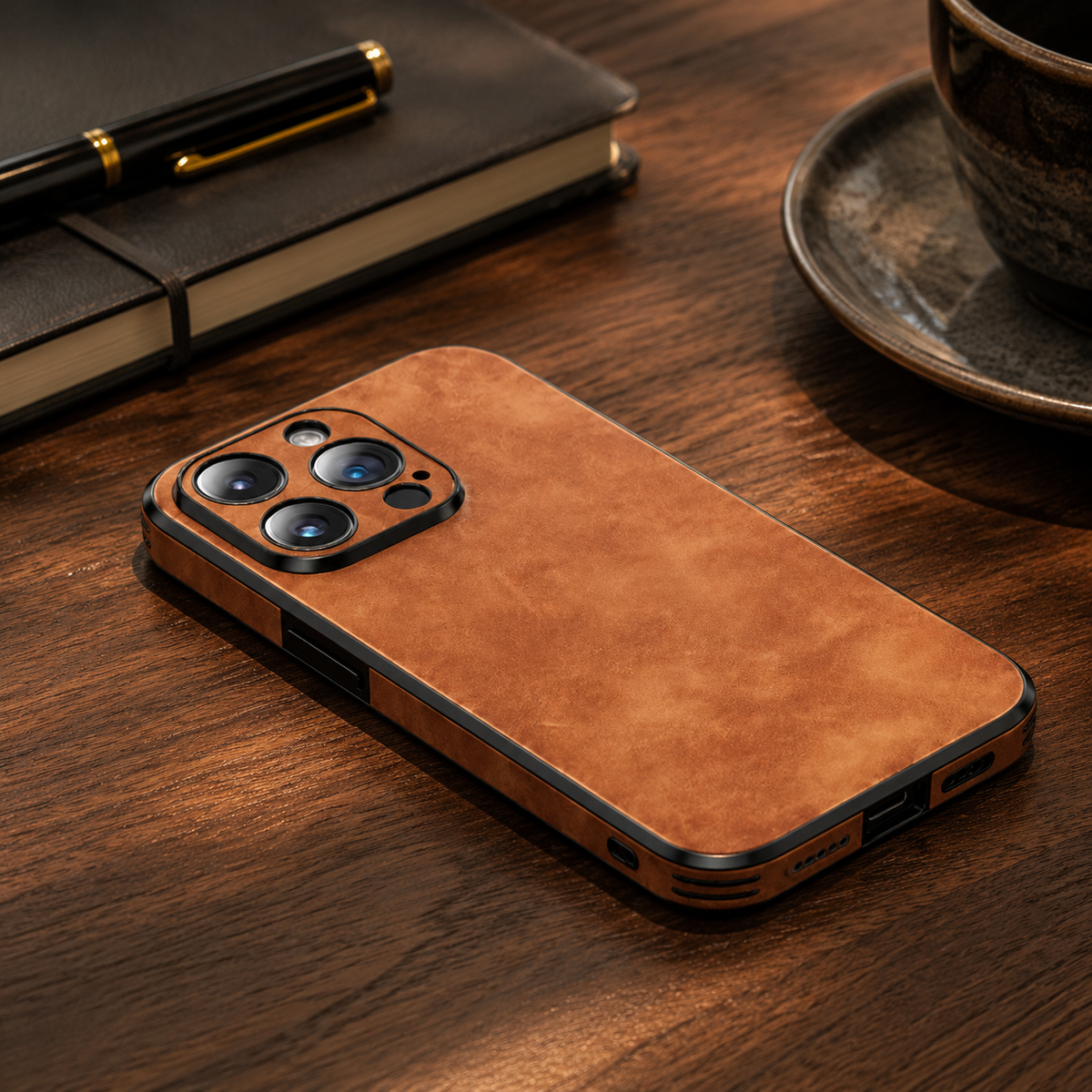 Premium iPhone Case MagSafe Compatible Genuine Leather Shockproof Protective Cover with Camera Lens Protection Slim Lightweight Design