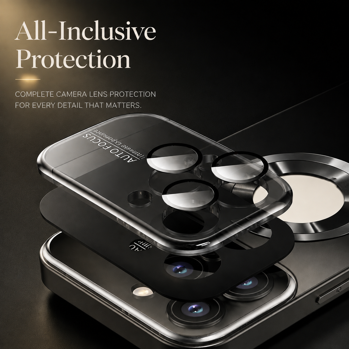 Premium iPhone Case MagSafe Compatible Glass Panel Shockproof Camera Lens Protection Anti Fingerprint Clear Slim Protective Cover Full Coverage Design