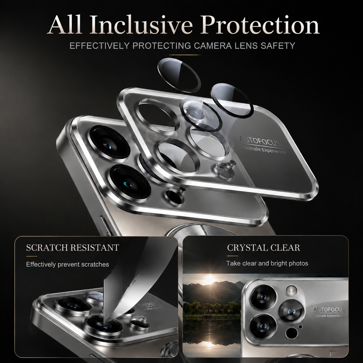 Premium iPhone Case MagSafe Compatible Glass Panel Shockproof Camera Lens Protection Anti Fingerprint Clear Slim Protective Cover Full Coverage Design
