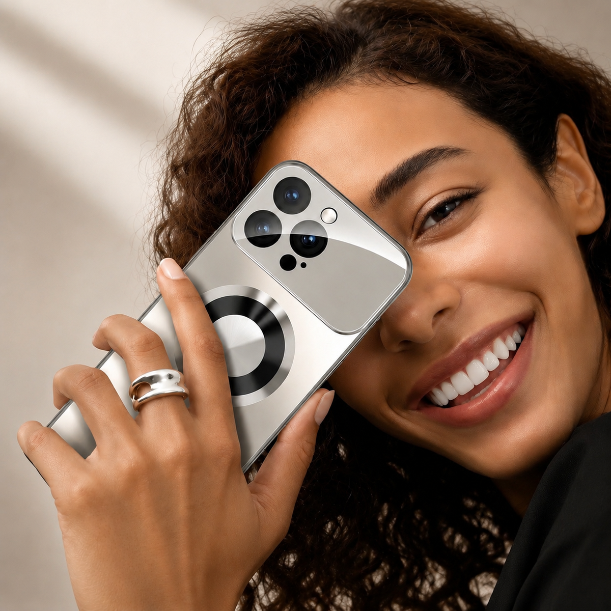 Premium iPhone Case MagSafe Compatible Glass Panel Shockproof Camera Lens Protection Anti Fingerprint Clear Slim Protective Cover Full Coverage Design