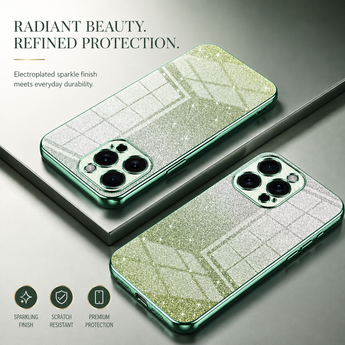 Premium iPhone Case MagSafe Compatible Glitter TPU Shockproof Protective Cover Camera Lens Protection Slim Lightweight Design Anti Scratch Anti Fingerprint