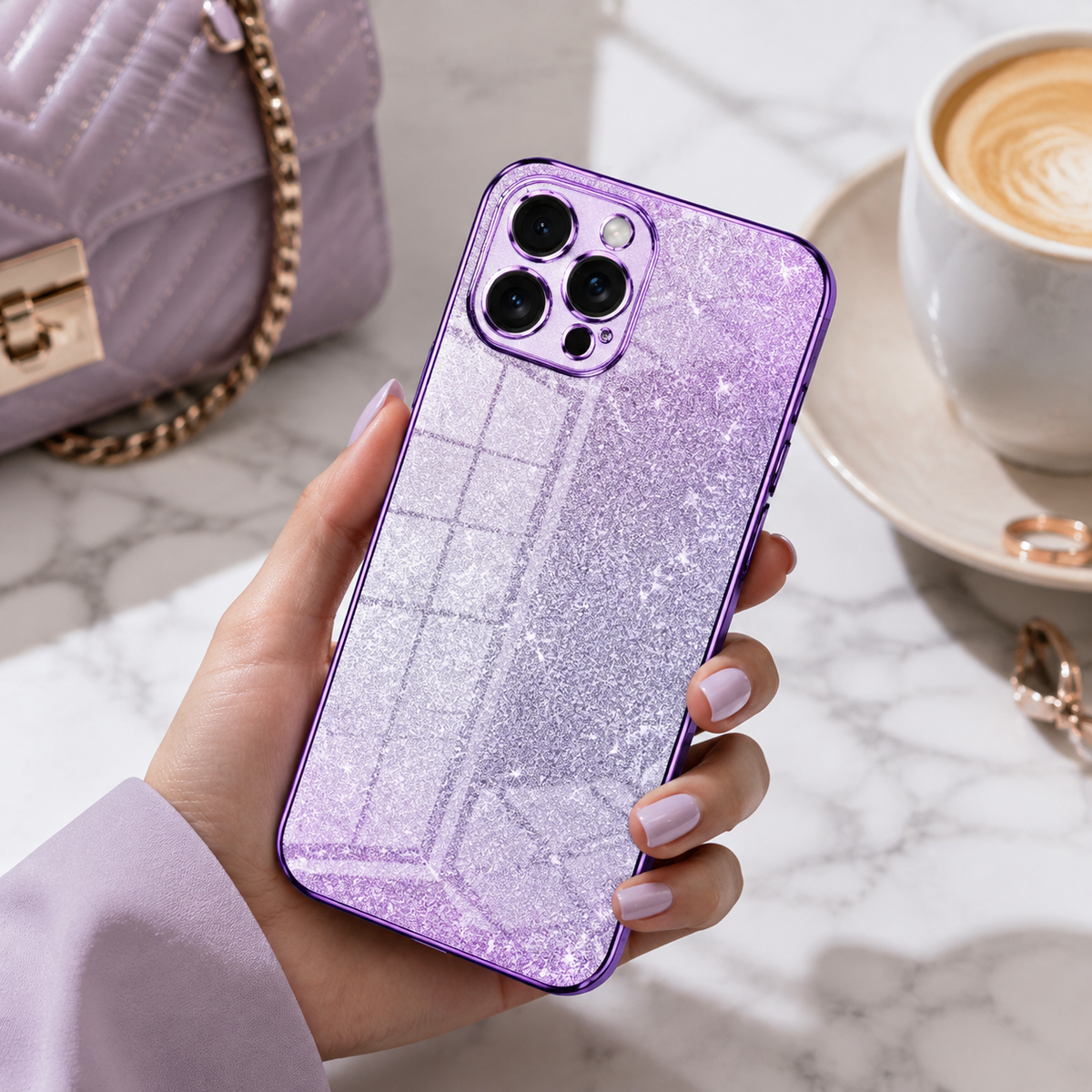 Premium iPhone Case MagSafe Compatible Glitter TPU Shockproof Protective Cover Camera Lens Protection Slim Lightweight Design Anti Scratch Anti Fingerprint