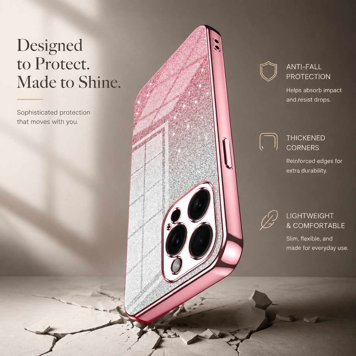 Premium iPhone Case MagSafe Compatible Glitter TPU Shockproof Protective Cover Camera Lens Protection Slim Lightweight Design Anti Scratch Anti Fingerprint