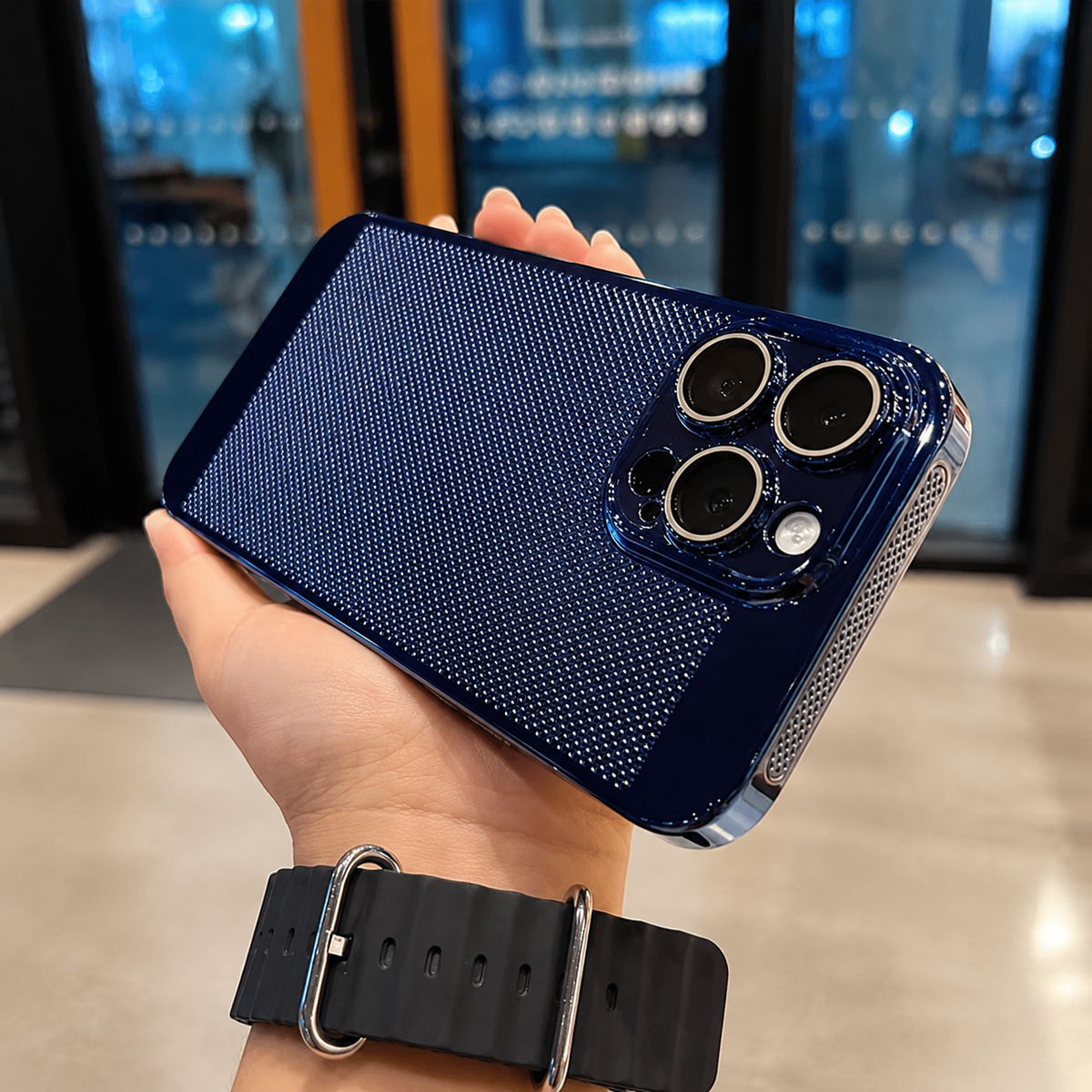 Premium iPhone Case MagSafe Compatible Honeycomb Texture Shockproof Protective Case Thermal Dissipation Camera Lens Protection Slim Lightweight Design