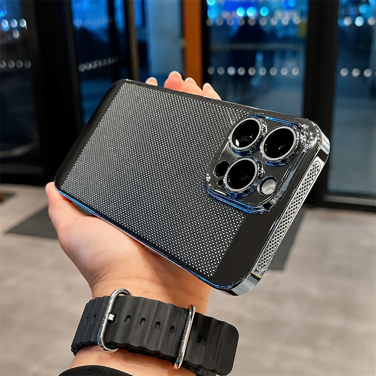 Premium iPhone Case MagSafe Compatible Honeycomb Texture Shockproof Protective Case Thermal Dissipation Camera Lens Protection Slim Lightweight Design