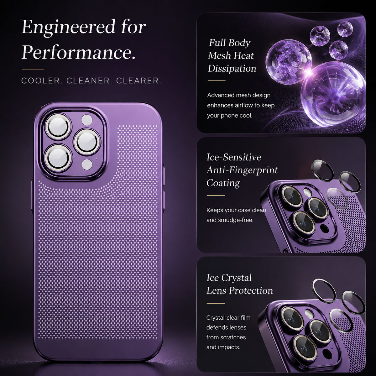 Premium iPhone Case MagSafe Compatible Honeycomb Texture Shockproof Protective Case Thermal Dissipation Camera Lens Protection Slim Lightweight Design