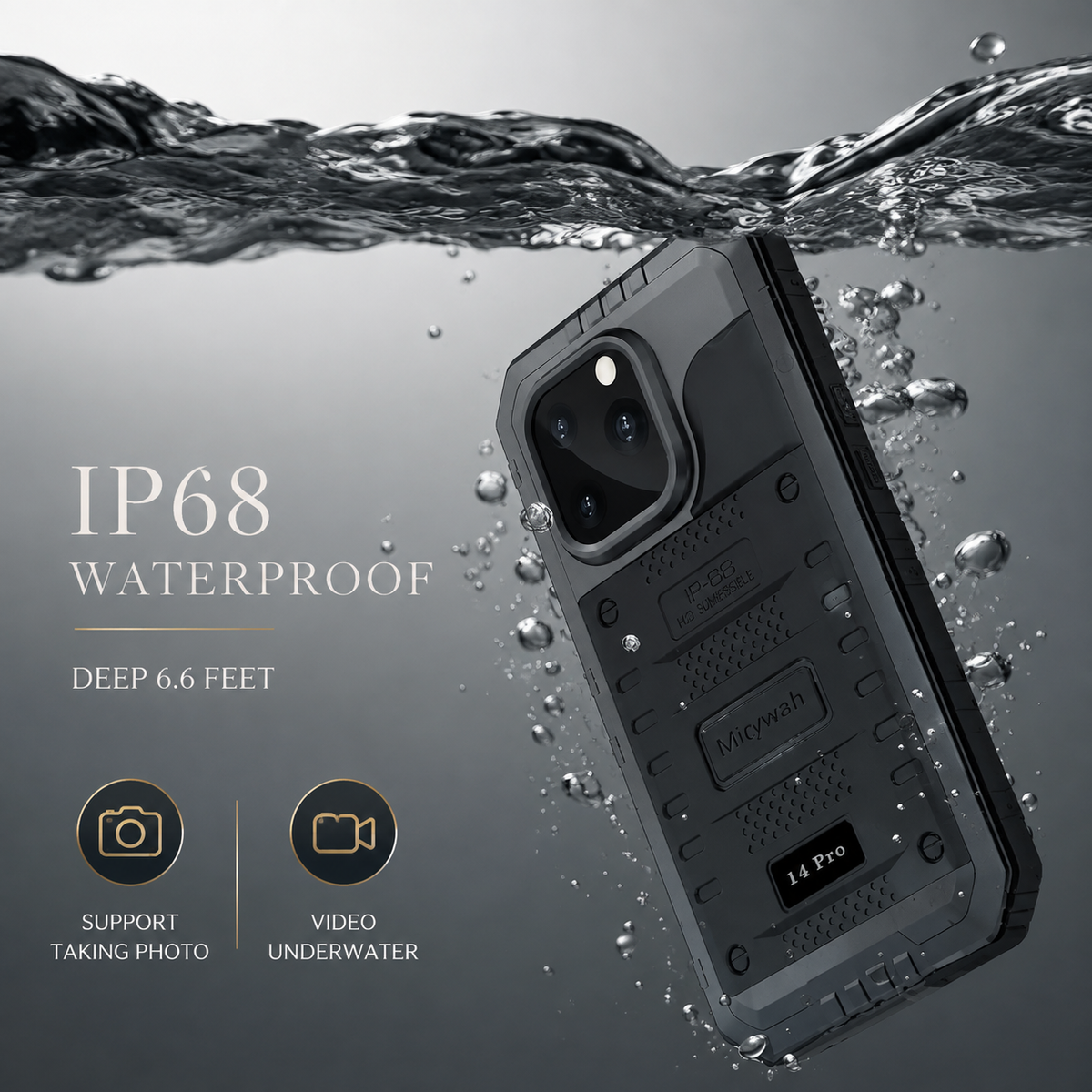 Premium iPhone Case MagSafe Compatible IP68 Waterproof Aluminum Armor Shockproof Full Body Protective Cover Camera Lens Guard Rugged Magnetic Design