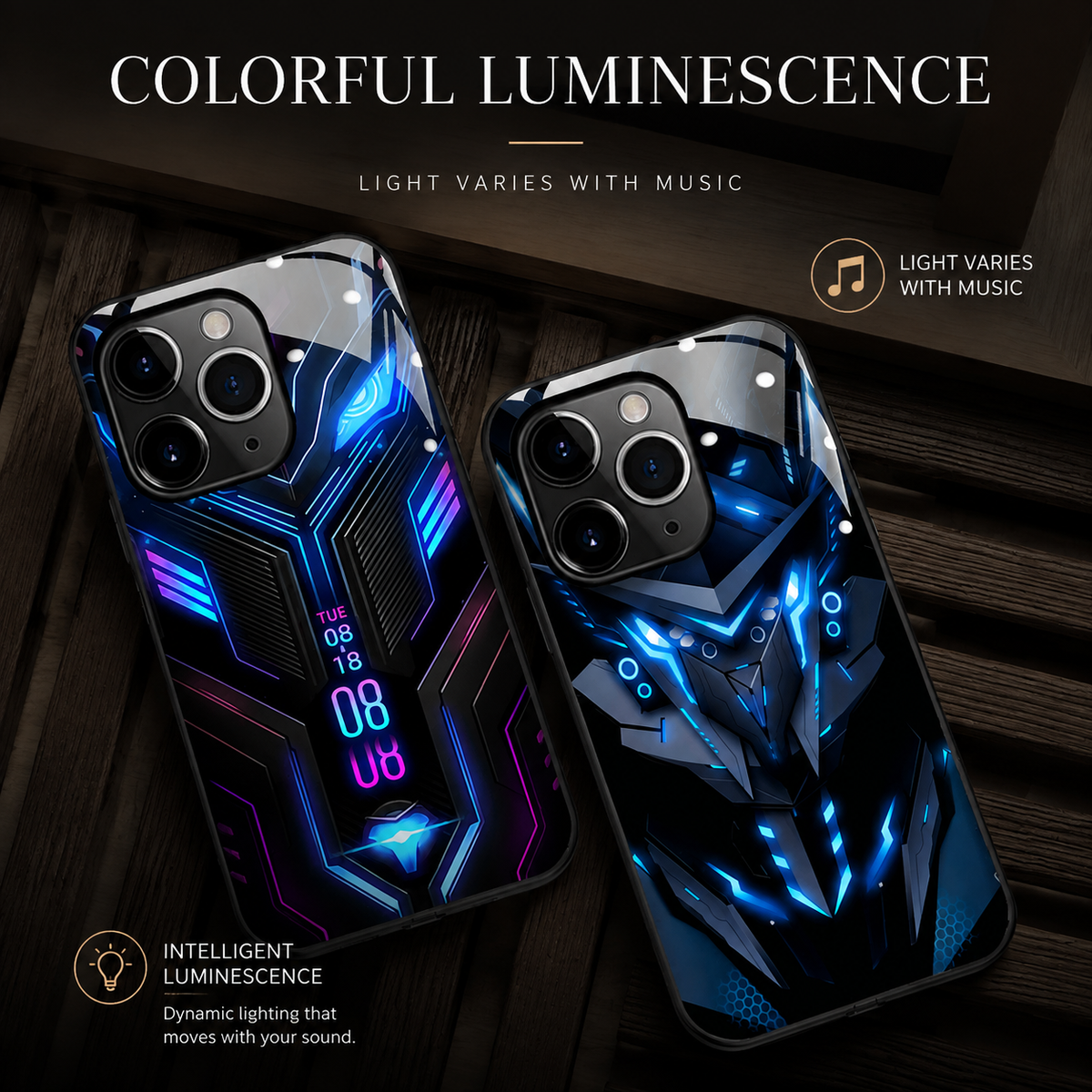 Premium iPhone Case MagSafe Compatible LED Notification Light Shockproof Mecha Cover with Camera Lens Protection Ultra-Thin Lightweight Design