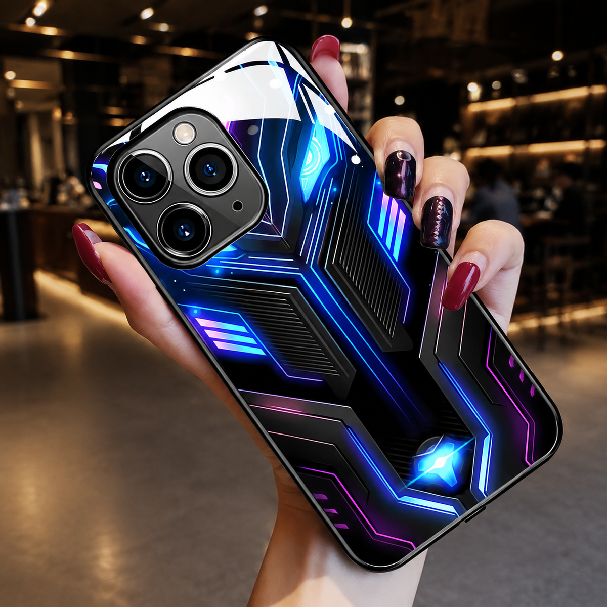 Premium iPhone Case MagSafe Compatible LED Notification Light Shockproof Mecha Cover with Camera Lens Protection Ultra-Thin Lightweight Design