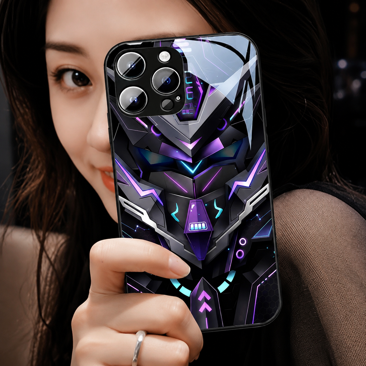 Premium iPhone Case MagSafe Compatible LED Notification Light Shockproof Mecha Cover with Camera Lens Protection Ultra-Thin Lightweight Design