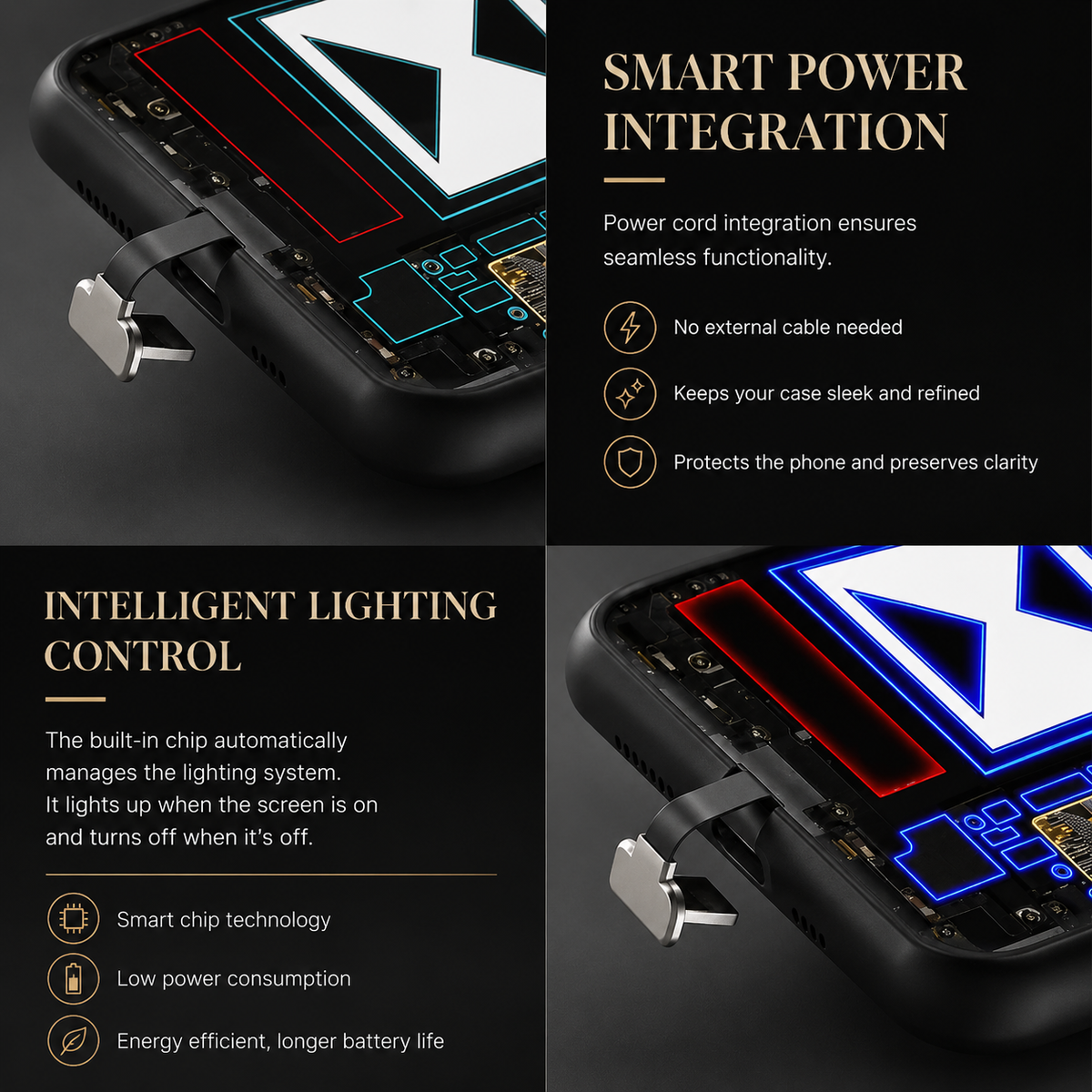 Premium iPhone Case MagSafe Compatible LED Notification Light Shockproof Mecha Cover with Camera Lens Protection Ultra-Thin Lightweight Design