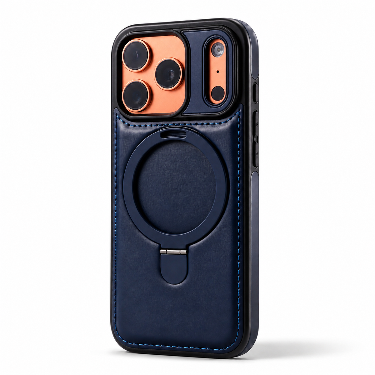 Premium iPhone Case MagSafe Compatible Leather Kickstand Shockproof Protective Cover Slim Business Retro Full Coverage Invisible Stand