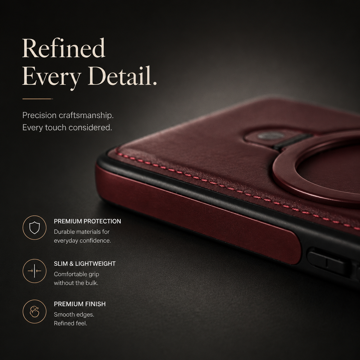 Premium iPhone Case MagSafe Compatible Leather Kickstand Shockproof Protective Cover Slim Business Retro Full Coverage Invisible Stand