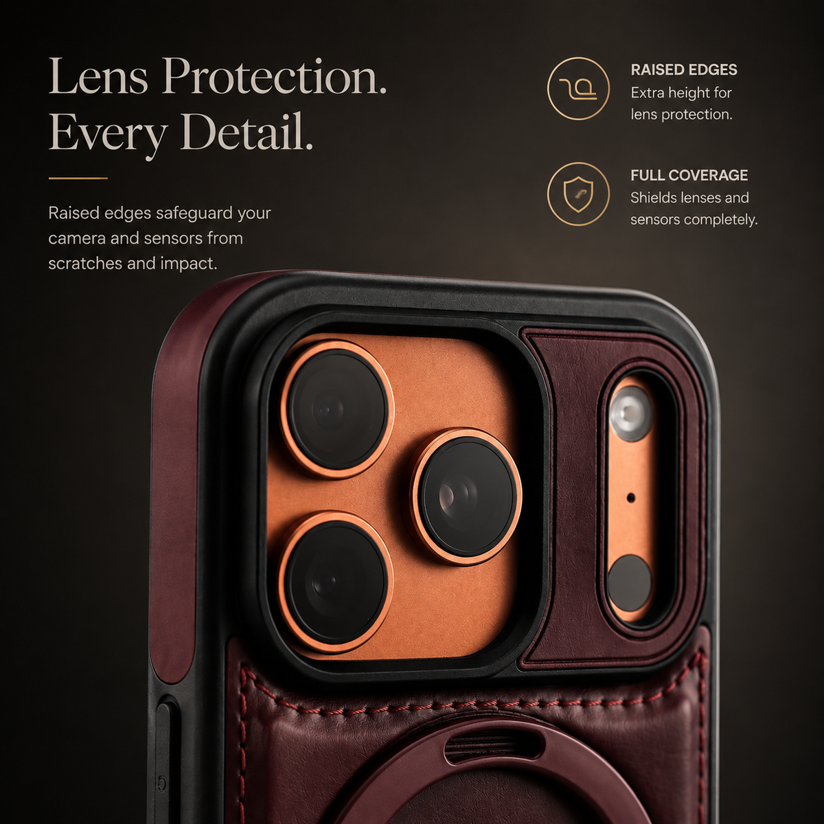 Premium iPhone Case MagSafe Compatible Leather Kickstand Shockproof Protective Cover Slim Business Retro Full Coverage Invisible Stand