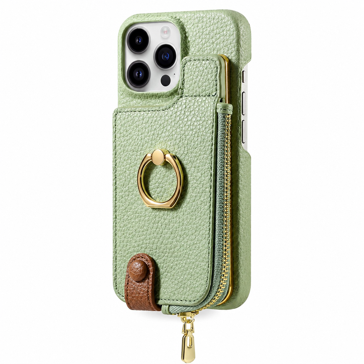 Premium iPhone Case MagSafe Compatible Leather Zipper Wallet Card Holder Ring Kickstand Magnetic Closure Shockproof Protection Camera Lens Slim Design