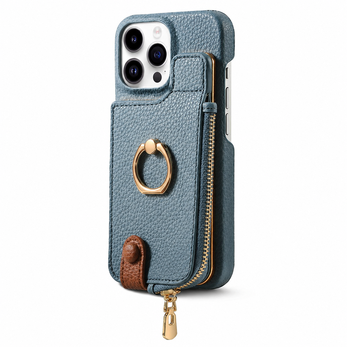 Premium iPhone Case MagSafe Compatible Leather Zipper Wallet Card Holder Ring Kickstand Magnetic Closure Shockproof Protection Camera Lens Slim Design
