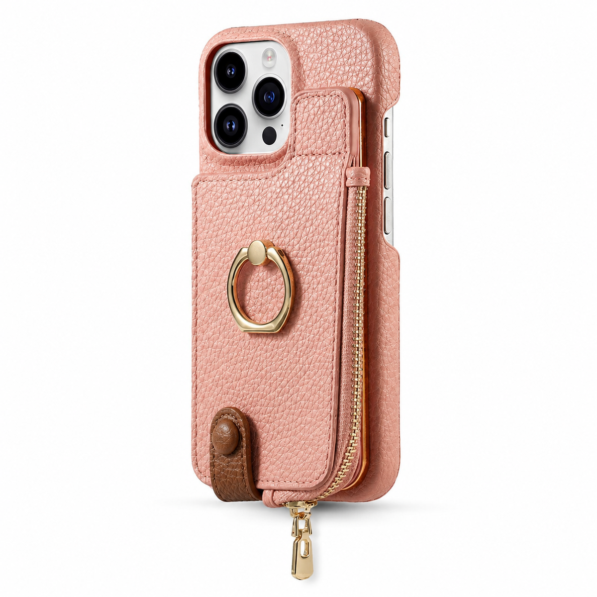 Premium iPhone Case MagSafe Compatible Leather Zipper Wallet Card Holder Ring Kickstand Magnetic Closure Shockproof Protection Camera Lens Slim Design