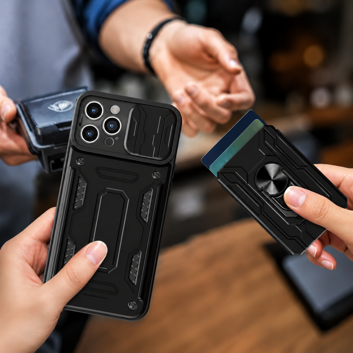 Premium iPhone Case MagSafe Compatible Liquid Silicone Card Holder Ring Stand Shockproof Camera Guard Protective Cover Slim Wireless Charging Design