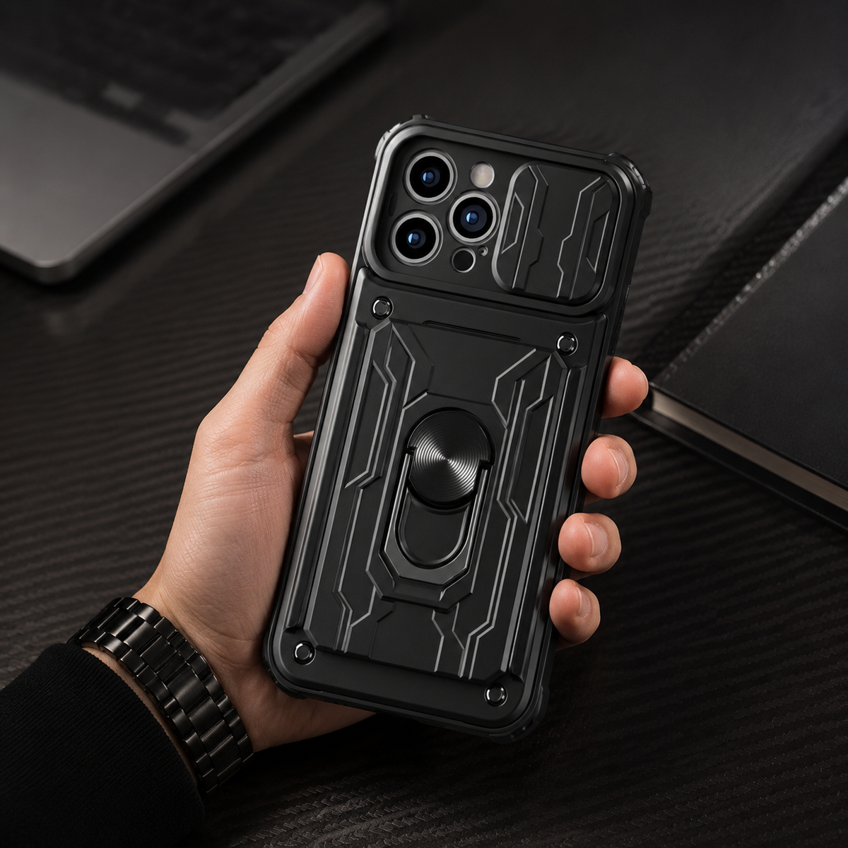Premium iPhone Case MagSafe Compatible Liquid Silicone Card Holder Ring Stand Shockproof Camera Guard Protective Cover Slim Wireless Charging Design