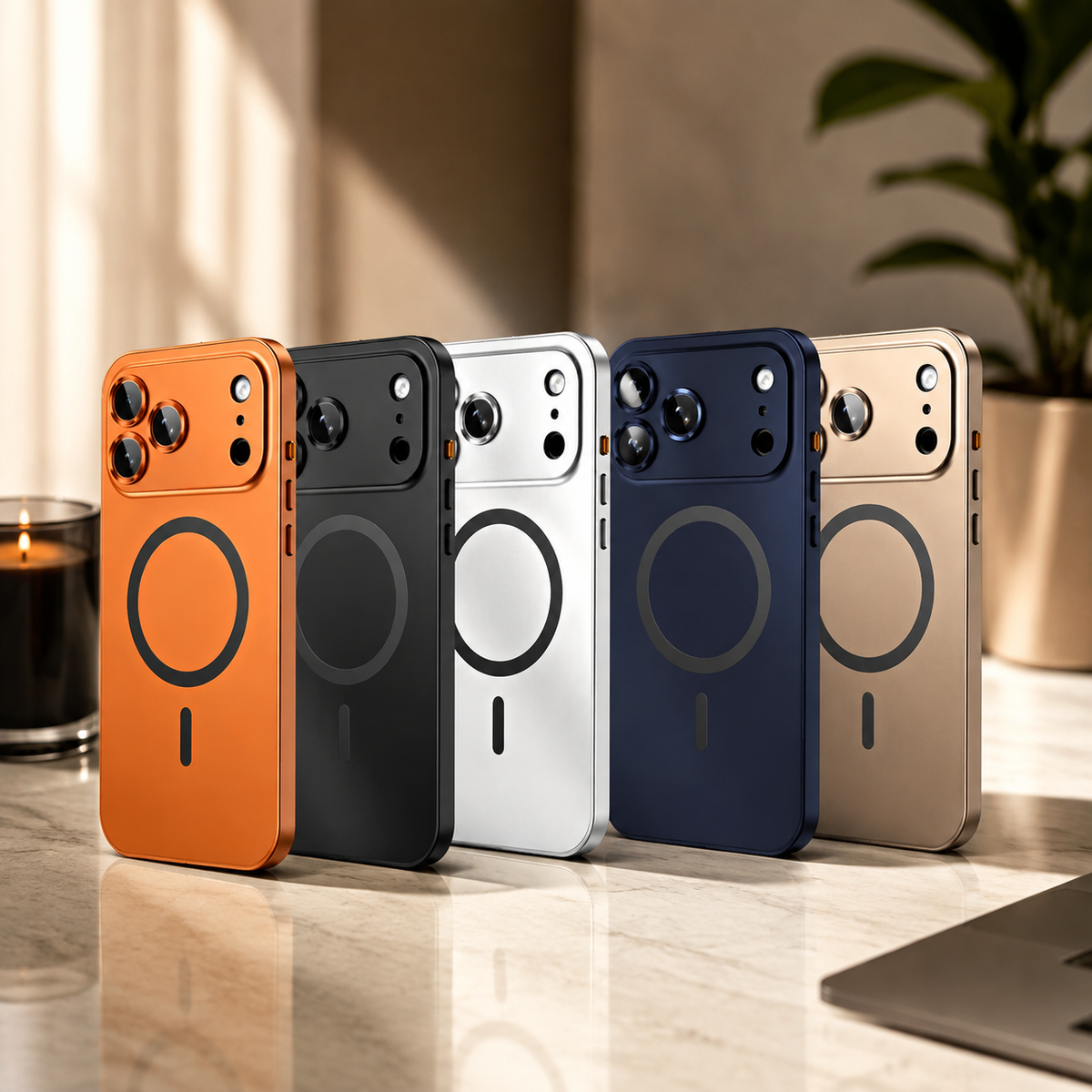 Premium iPhone Case MagSafe Compatible Magnetic Aluminum Frame PC Back Shockproof Protective Cover Camera Lens Guard Anti Scratch Slim Full Protection