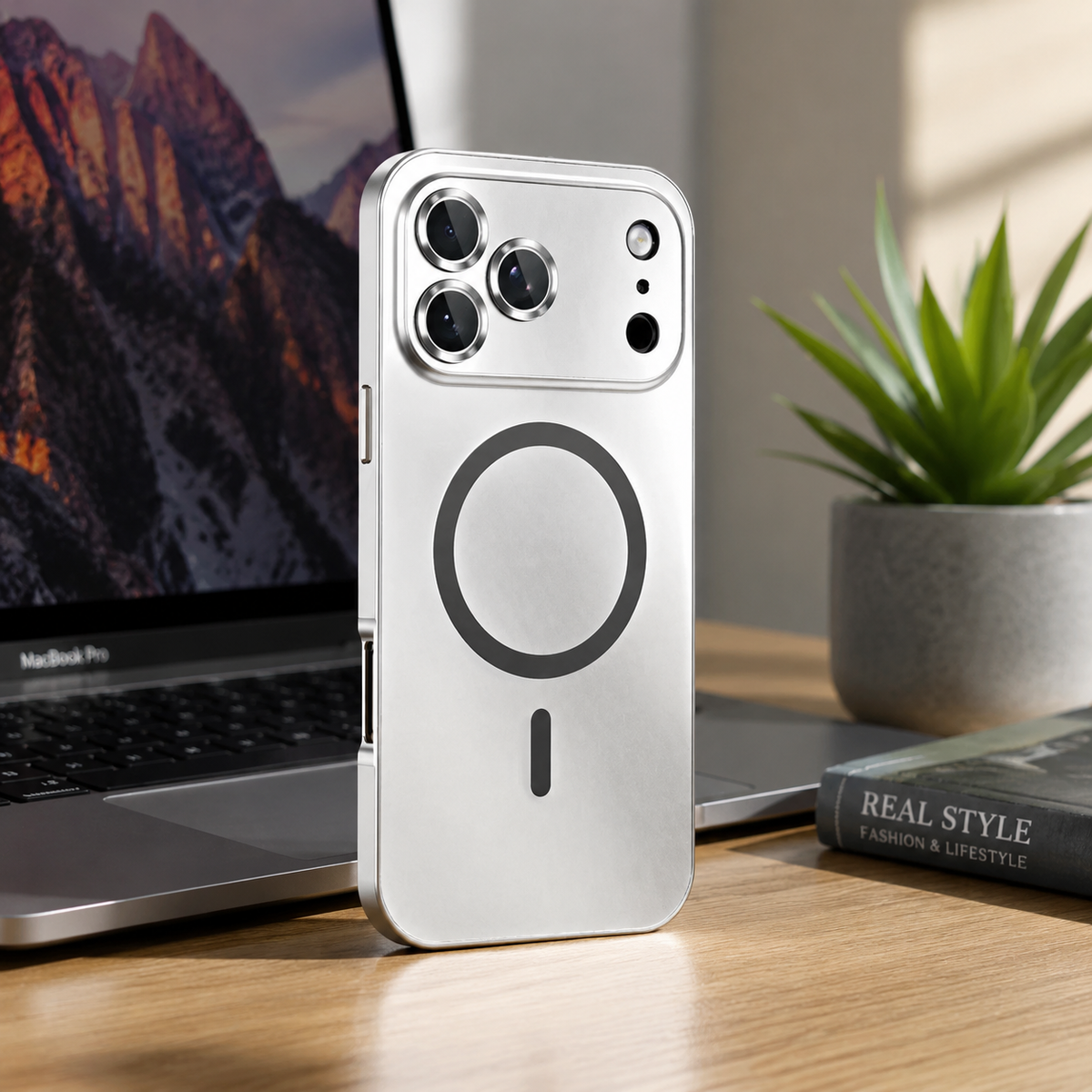 Premium iPhone Case MagSafe Compatible Magnetic Aluminum Frame PC Back Shockproof Protective Cover Camera Lens Guard Anti Scratch Slim Full Protection