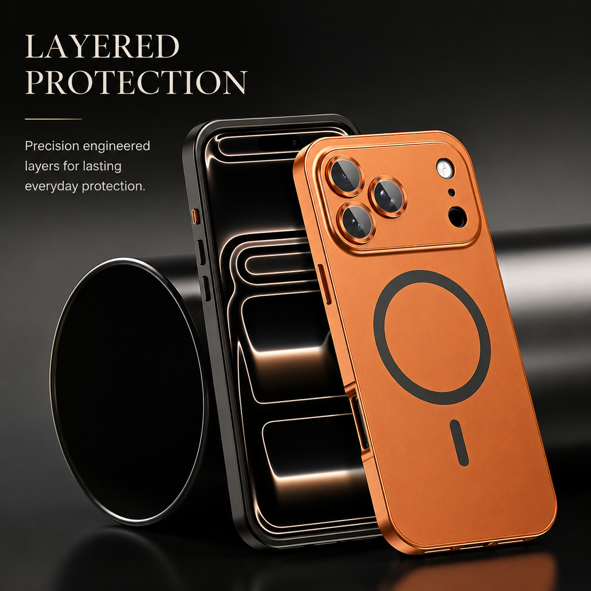 Premium iPhone Case MagSafe Compatible Magnetic Aluminum Frame PC Back Shockproof Protective Cover Camera Lens Guard Anti Scratch Slim Full Protection